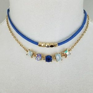 Blue Jeweled Double Choker Necklace